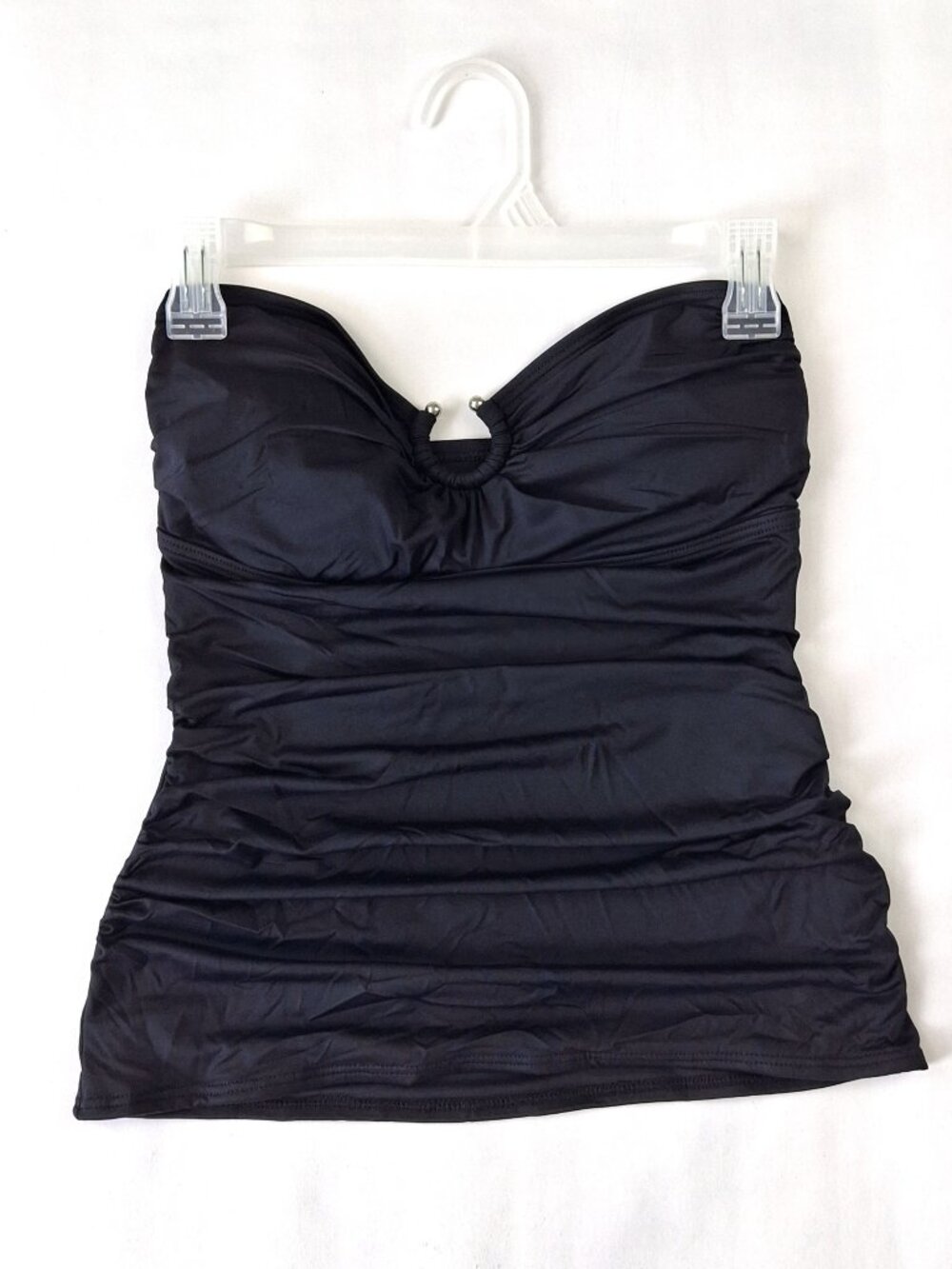 Micheal Kors Womens Sz XS Strapless Tankini Top Swimwear Black Sweetheart Neckln